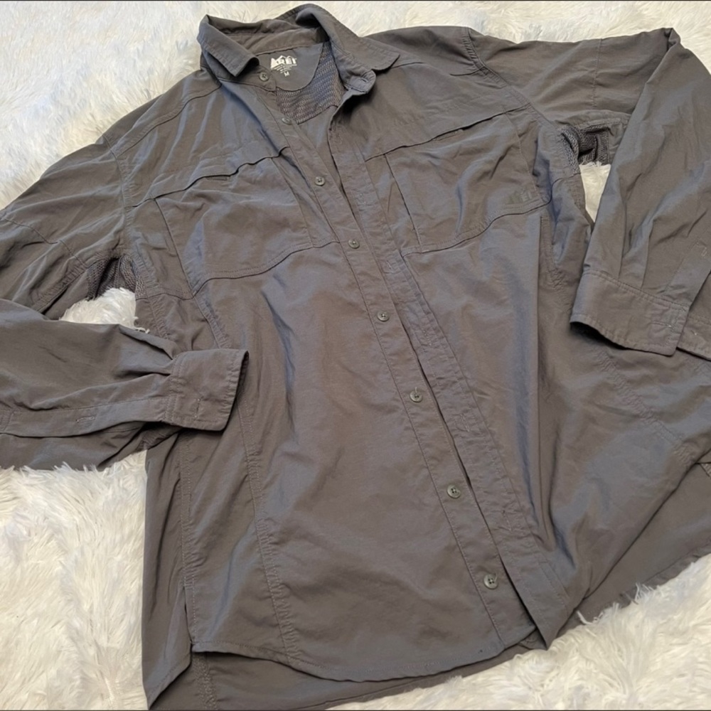 REI Gray Button Down Shirt for Women